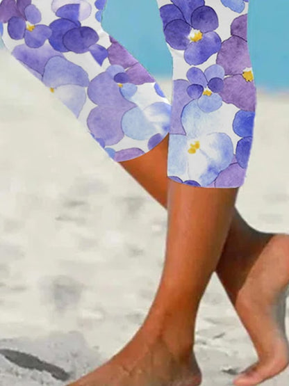 Women's Alzheimer's Forget-Not Floral Design Printed Leggings