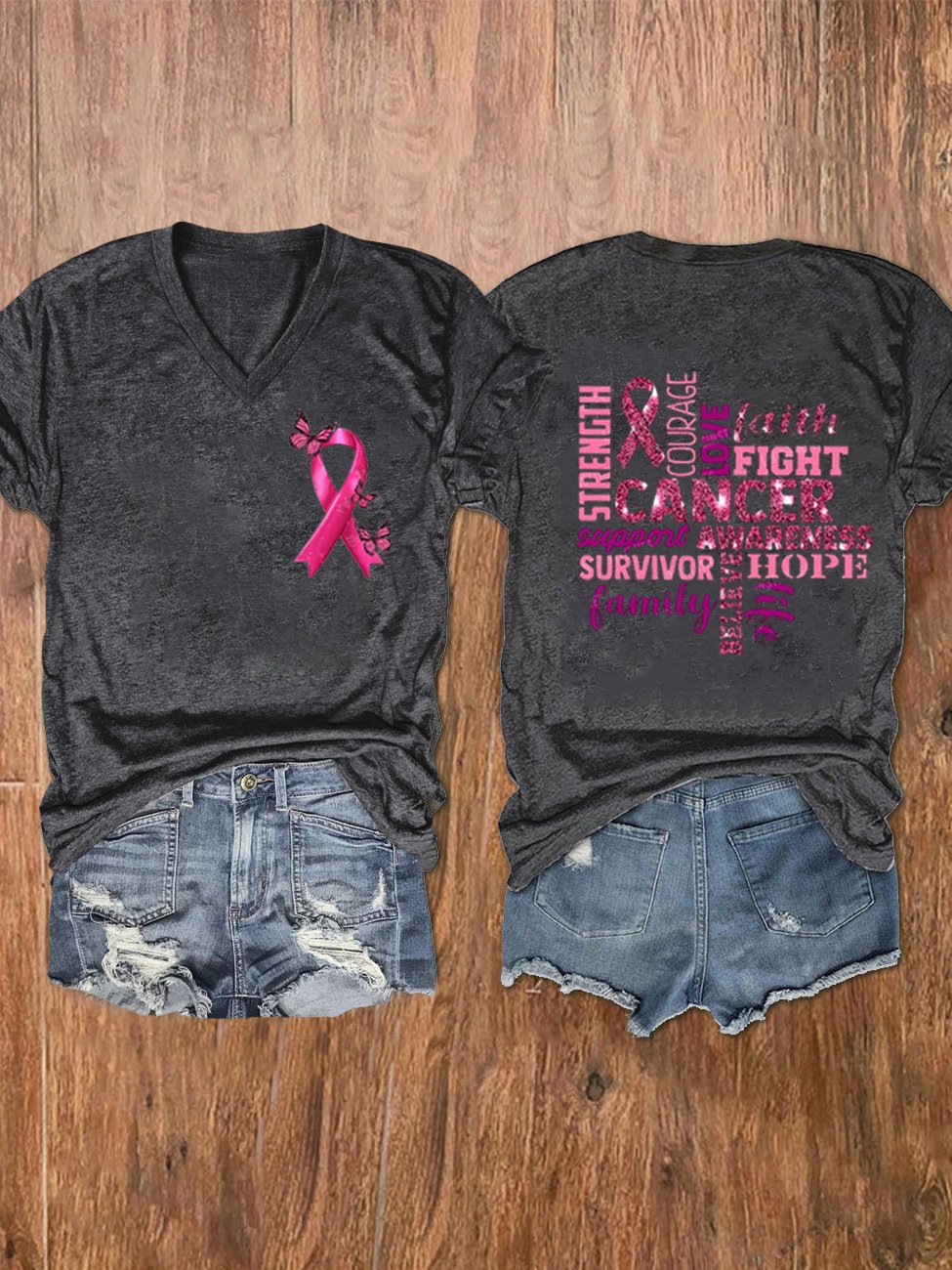 Women's Fight Breast Cancer Print T-Shirt