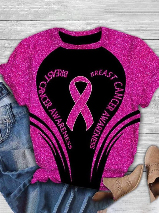 Women's Breast Cancer Awareness Print T-Shirt