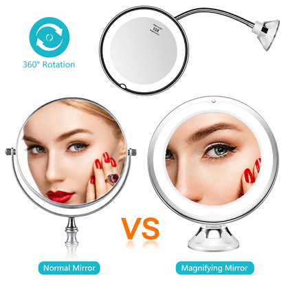 LED Light Up Mirror 10X Magnifying Shaving Makeup Mirrors Locking Suction Cup