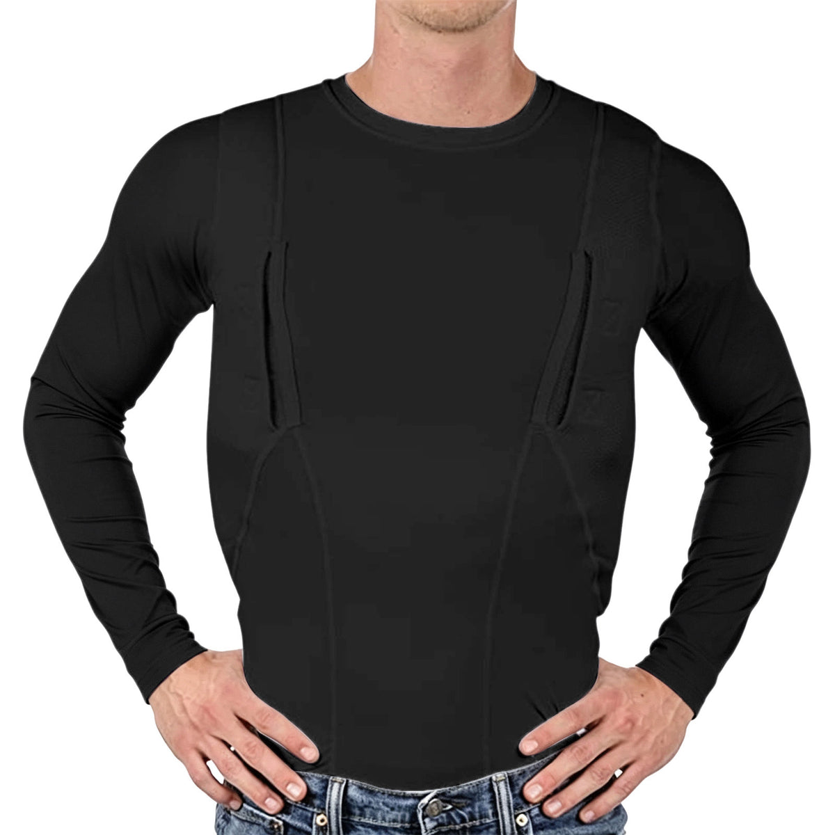 Ambidextrous Concealed Carry Long Sleeve Compression Shirt