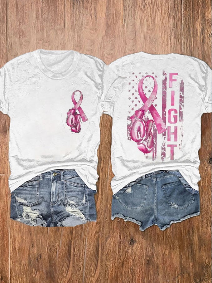 Women's Fight Breast Cancer Awareness Print T-Shirt