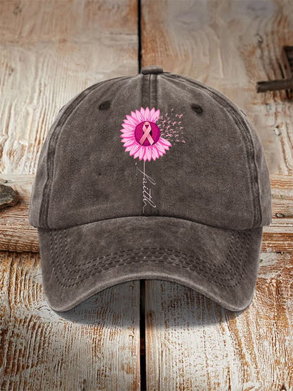 Pink Ribbon Faith Breast Cancer Warrior Supporter Hat