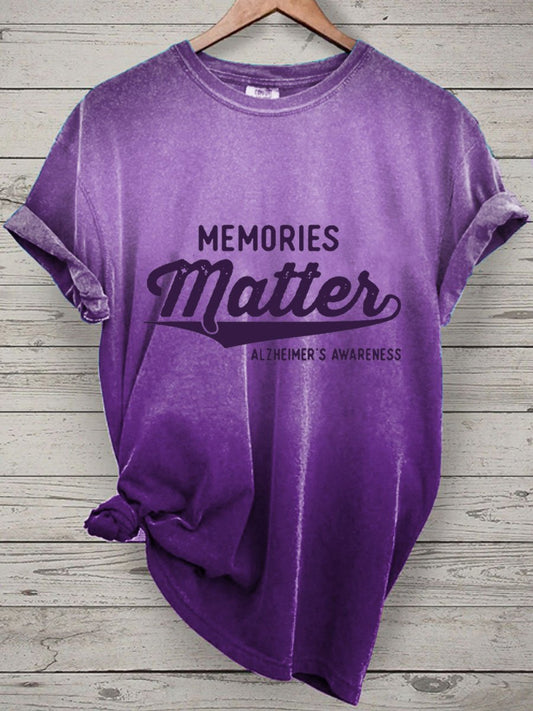 Women Memories Matters Dementia Alzheimer's Awareness Print T-shirt