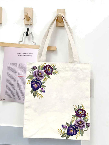 Alzheimer's Purple Floral Canvas Bag