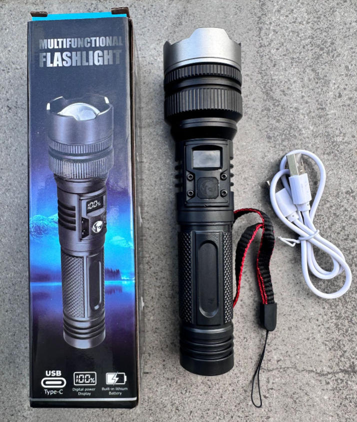 Rechargeable LED Flashlight Telescopic Zoom Power Bank Function