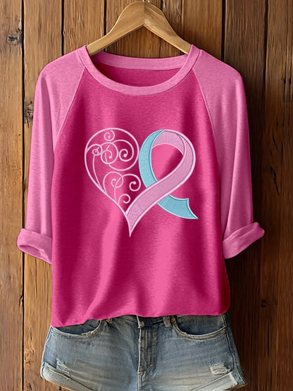 Women's Breast Cancer Awareness Printed Long Sleeve T-Shirt