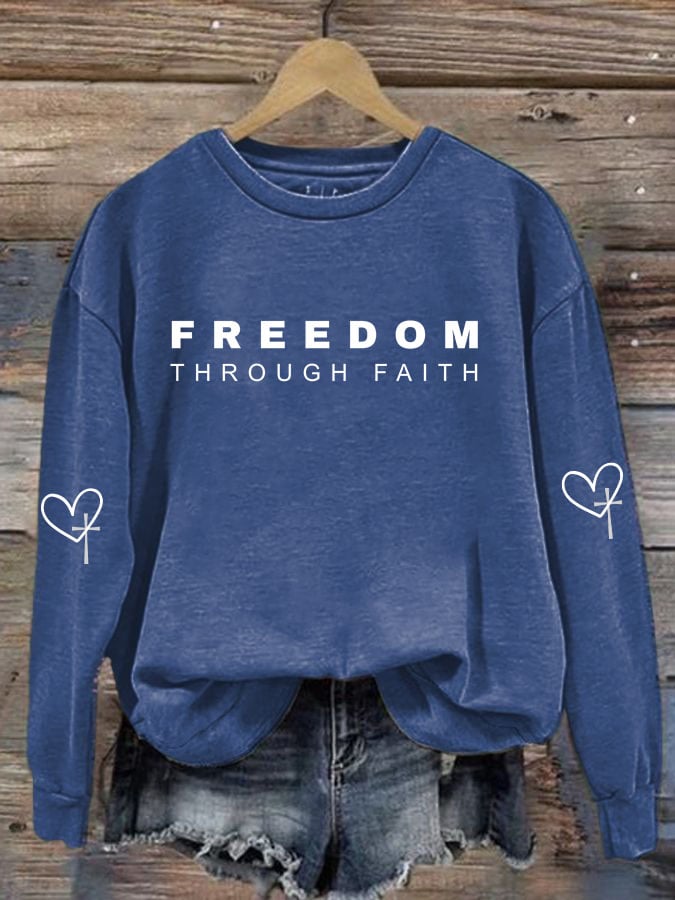 Women's Freedom American Flag Print Sweatshirt
