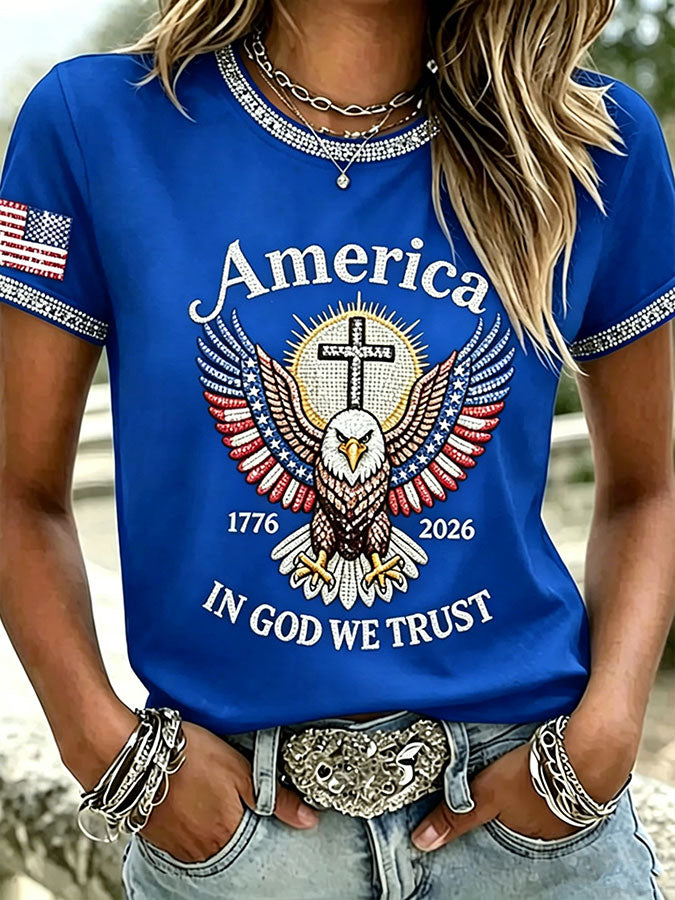 Women'S  America Flag Printed Casual T-Shirt