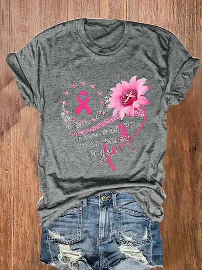 Breast Cancer Casual Print Short Sleeve T-Shirt