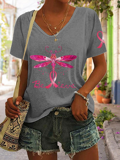 Women's Believe Breast Cancer Casual T-Shirt