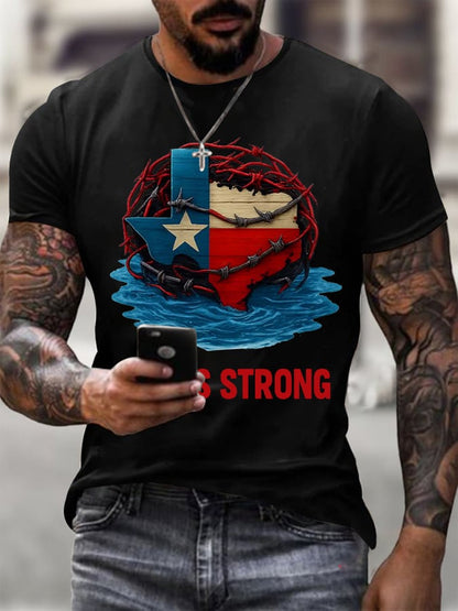 🙏💔Join us in praying for Texas.🙏Men's Texas Strong Printed Round Neck T-Shirt