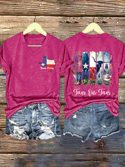 🙏💔Join us in praying for Texas.🙏V-Neck Retro Texas Strong Texas Our Texas Print T-Shirt