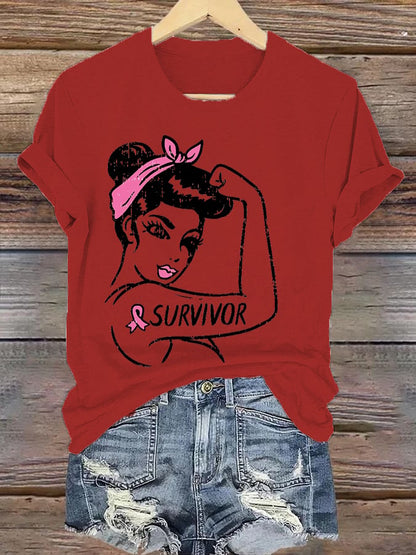 Women's Casual Breast Cancer Survivor Short Sleeve T-Shirt