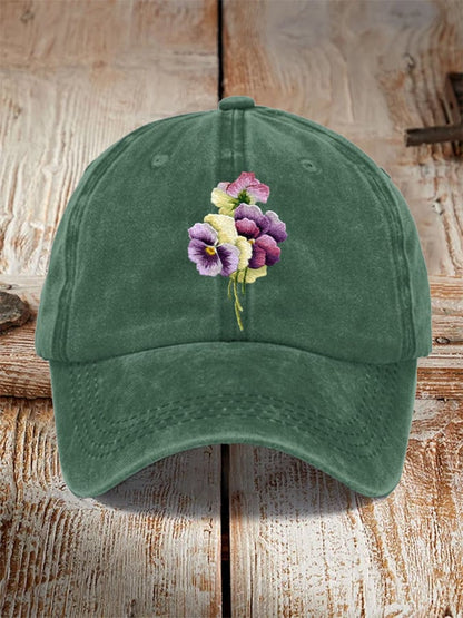 Unisex Distressed Washed Cotton Alzheimer's Awareness Printed Hat