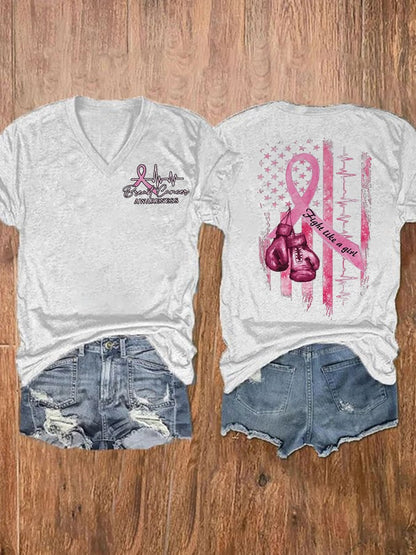 Women's Breast Cancer Awareness Casual Short Sleeve T-Shirt