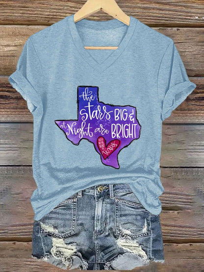 Women's God Bless Texas Casual V-Neck T-Shirt