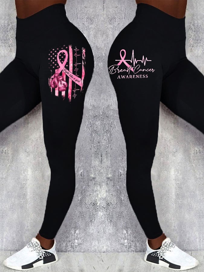 Women's Casual Breast Cancer Awareness Print Leggings