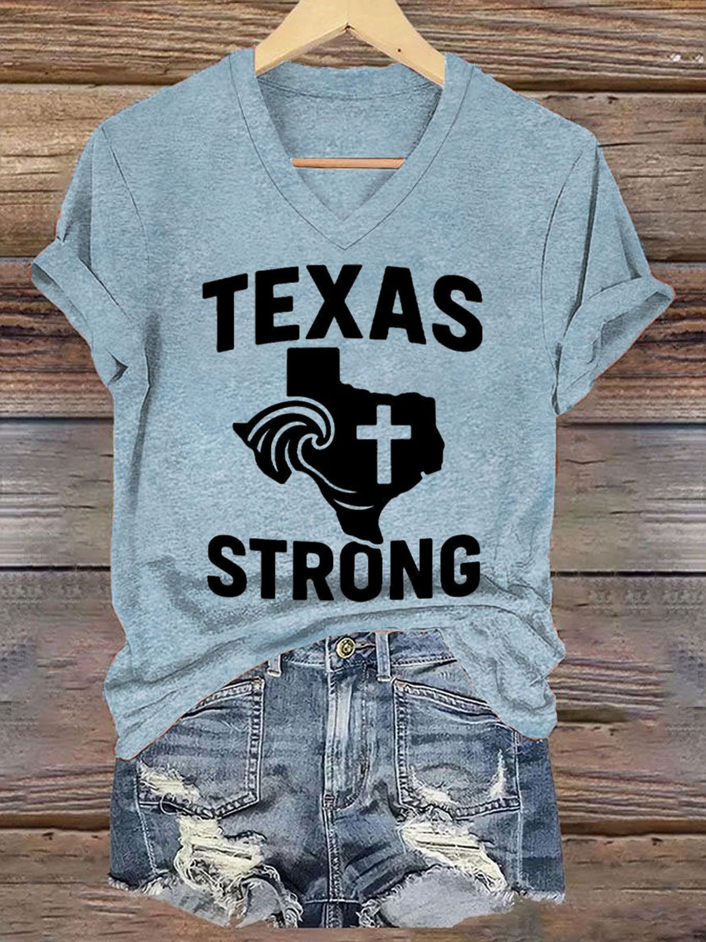 🙏💔Join us in praying for Texas.🙏Women's Texas Strong Printed Short-Sleeved T-Shirt