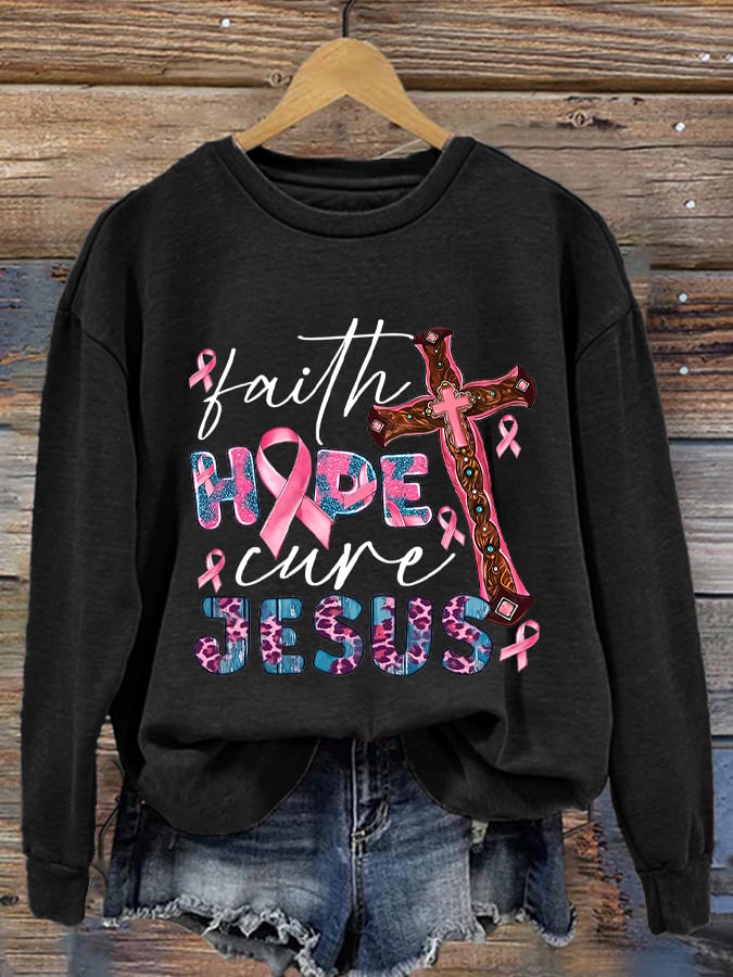 Breast Cancer Women's Printed Long Sleeve Sweatshirt