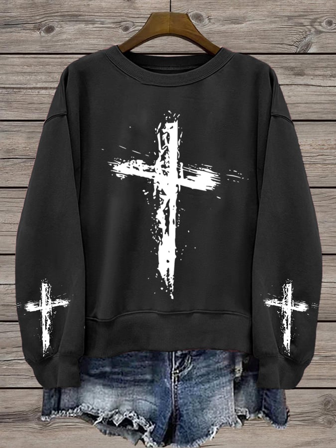 Women's Cross Print Sweatshirt