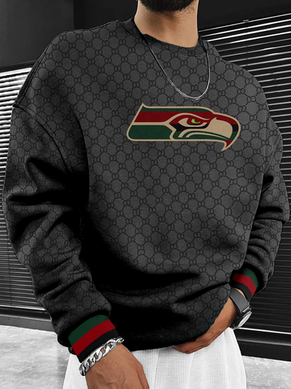 Seattle Seahawks  Men's Crew Neck Sweatshirt Black