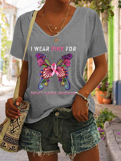 Women's  I Wear Pink For Breast Cancer Awareness T-Shirt