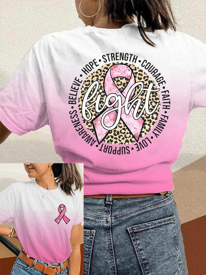 Women's Pink Ribbon Fight Breast Cancer Gradient Tee
