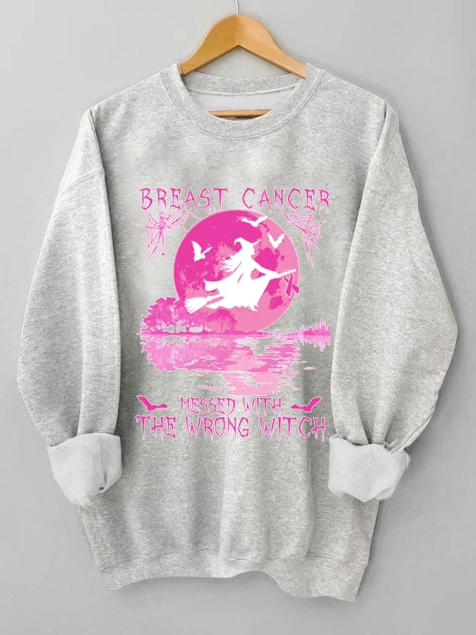 Women's Breast Cancer Messed With The Wrong Witch Sweatshirt