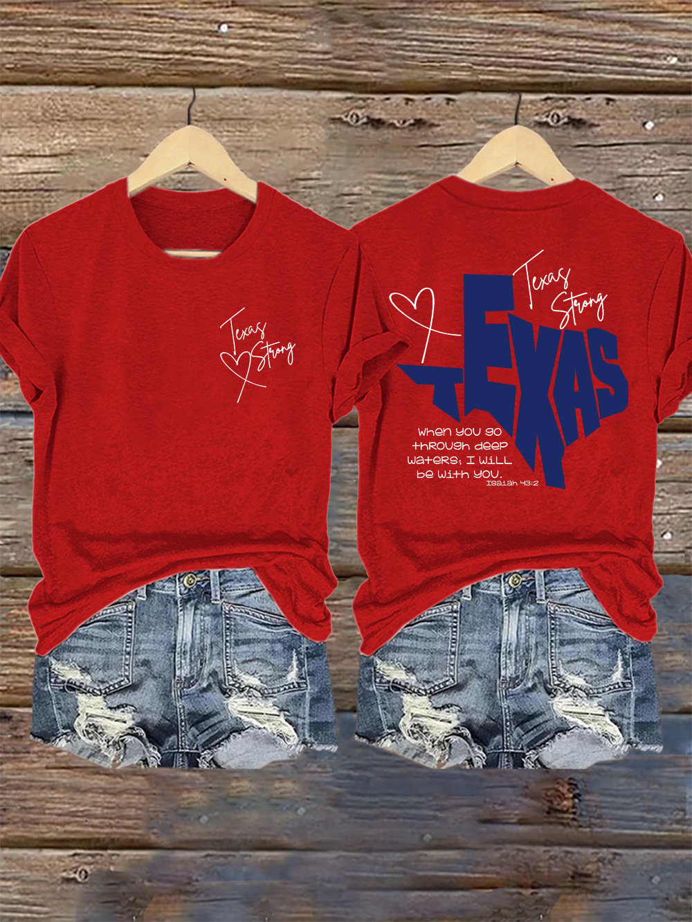🙏💔Join us in praying for Texas.🙏Retro Texas Strong When You Go Through Deep Waters, I Will Be With You. Isaiah 43:2 Print T-Shirt