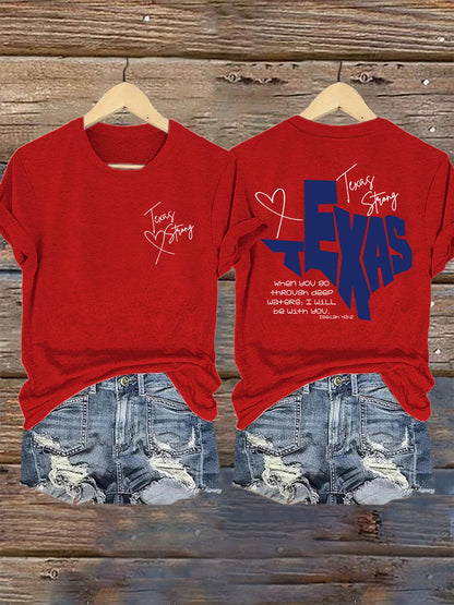 🙏💔Join us in praying for Texas.🙏Retro Texas Strong When You Go Through Deep Waters, I Will Be With You. Isaiah 43:2 Print T-Shirt