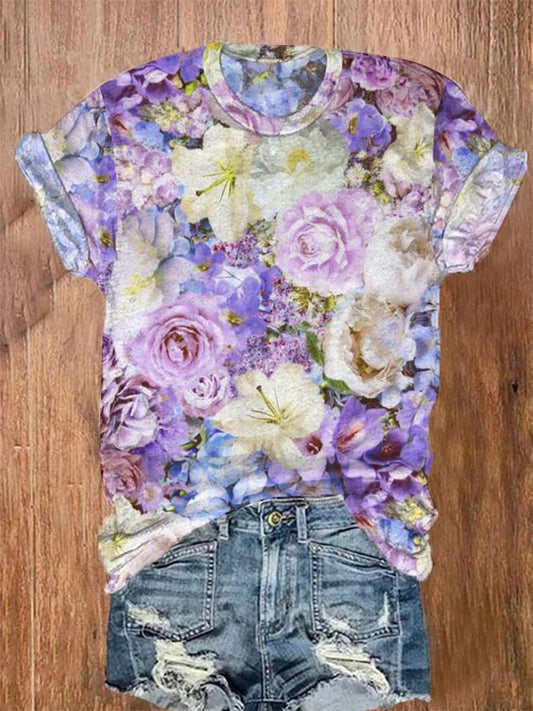 Women's Floral Print Casual T-Shirt
