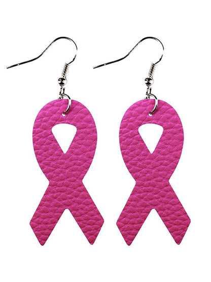 Pink Ribbon Slogan Earrings