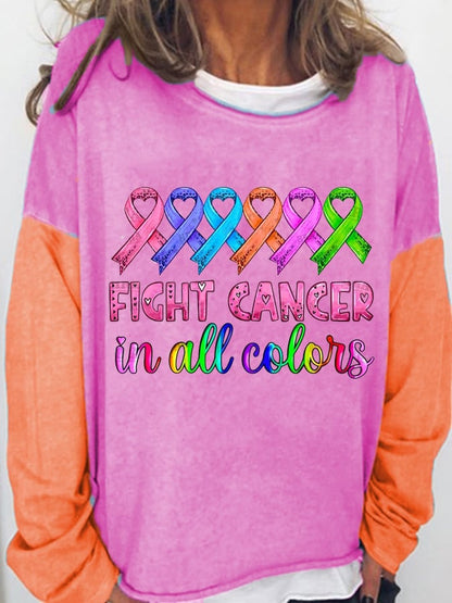 Breast Cancer Casual Print Sweatshirt