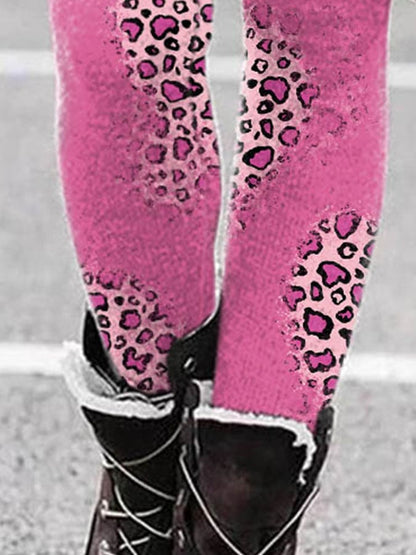 Breast Cancer Awareness Tackle Cancer Football Leopard Print Leggings