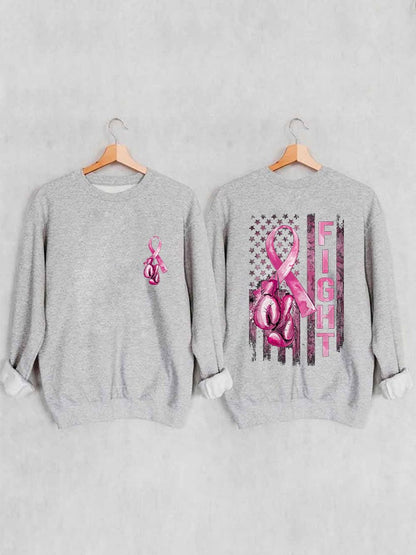 Women's Fight Breast Cancer America Flag Sweatshirt