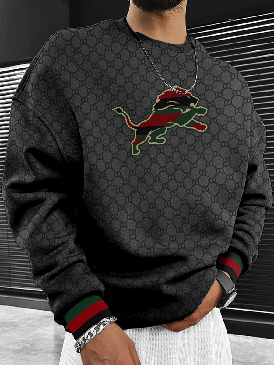 Detroit Lions  Men's Crew Neck Sweatshirt Black