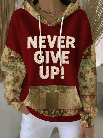 Women's Never Give Up Faith Print Sweatshirt