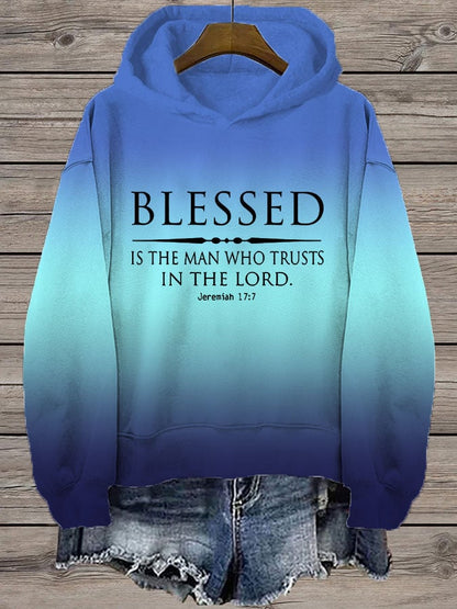 Women's Faith “Blessed Is The Man Who Trusts In The Lord” Printed Hooded Sweatshirt