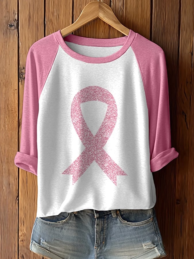 Women's Breast Cancer Awareness Printed Long Sleeve T-Shirt