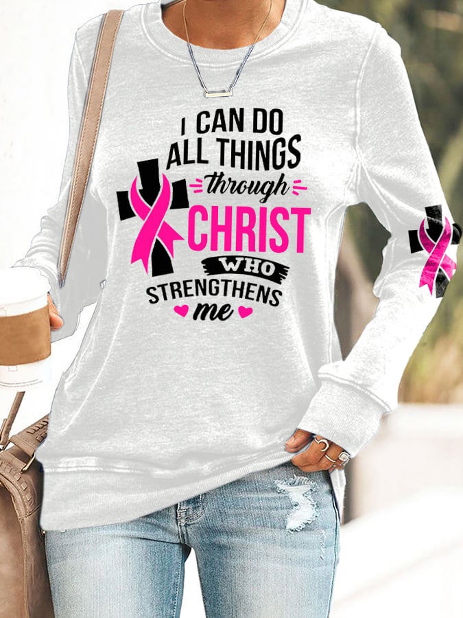 Breast Cancer Women's Casual Printed Long Sleeve Sweatshirt
