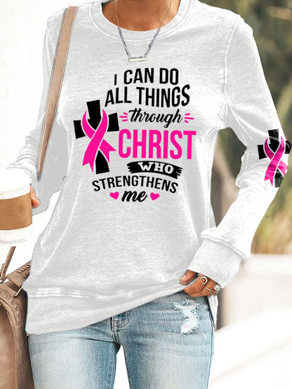 Breast Cancer Women's Casual Printed Long Sleeve Sweatshirt
