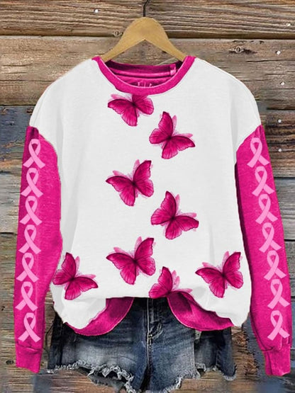 Breast Cancer Women's Printed Long Sleeve Sweatshirt