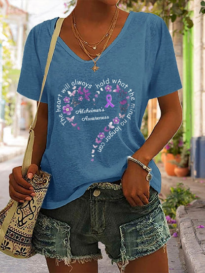 Women's Alzheimer's Casual Printed T-Shirt