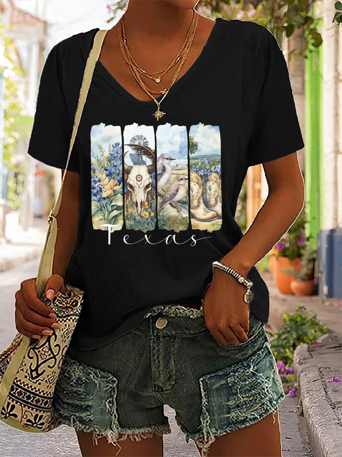 🙏💔Join us in praying for Texas.🙏Women's Texas Strong  Printed Short-Sleeved T-Shirt