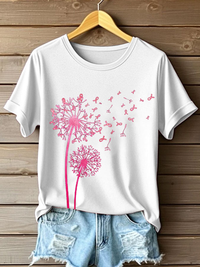 Women's Casual Breast Cancer  Print T-Shirt
