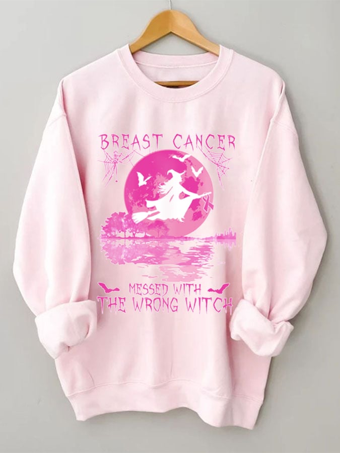 Women's Breast Cancer Messed With The Wrong Witch Sweatshirt