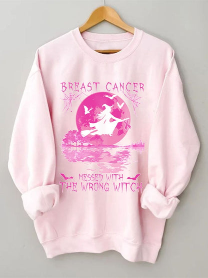 Women's Breast Cancer Messed With The Wrong Witch Sweatshirt