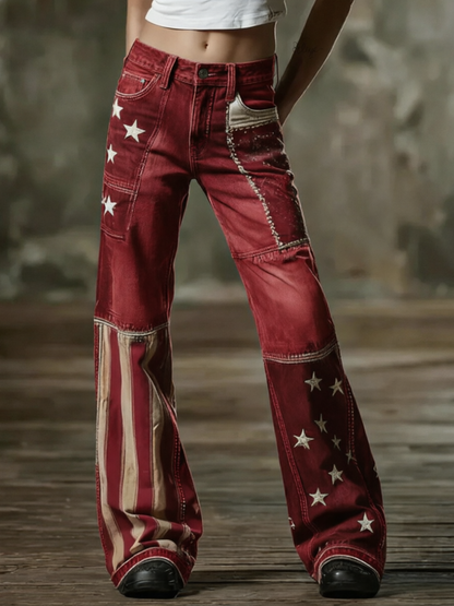 Women'S Retro Flower 250Th Anniversary Commemorative Casual Jeans