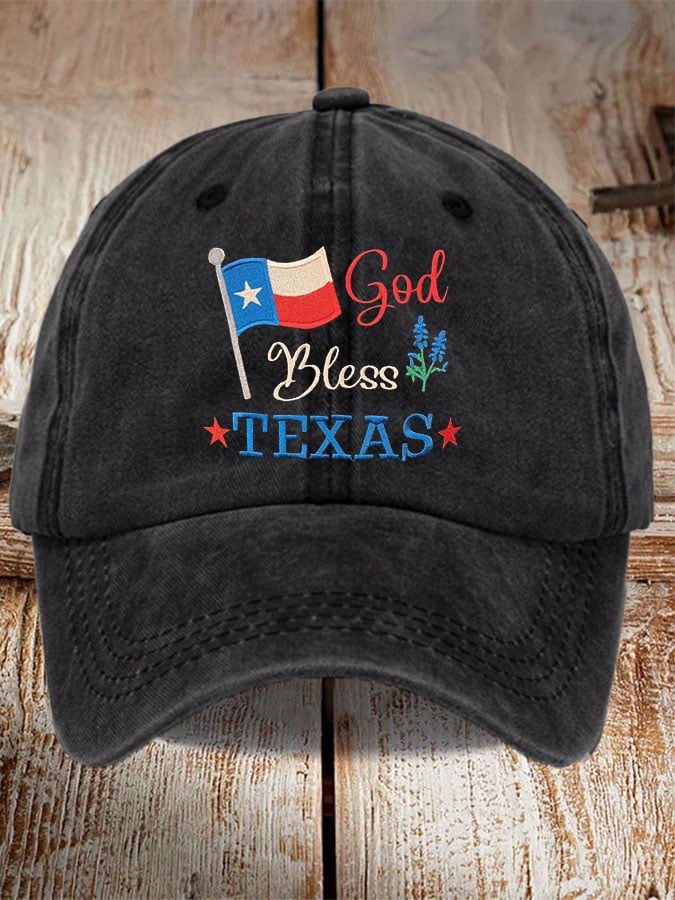 Unisex God Bless Texas Print Baseball Cap